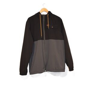 Voyager Colorblock Hooded Jacket Black Grey Mens XL Full Zip Casual Outdoor